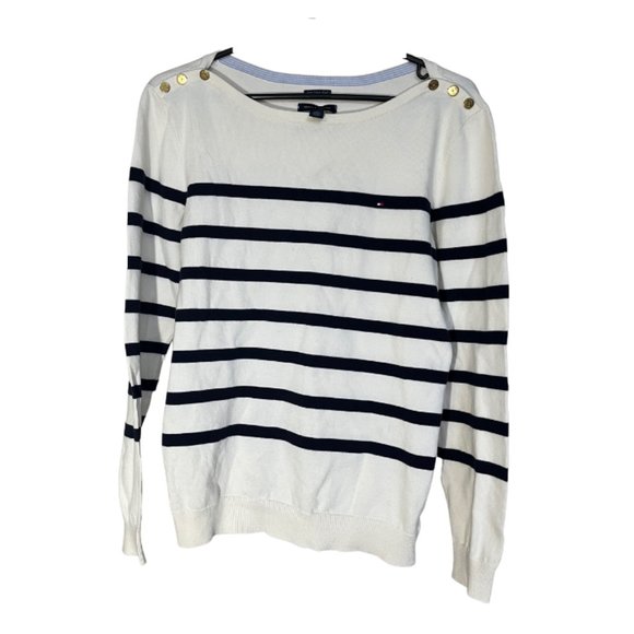 Off-white striped Hilfiger sweater - Picture 1 of 2